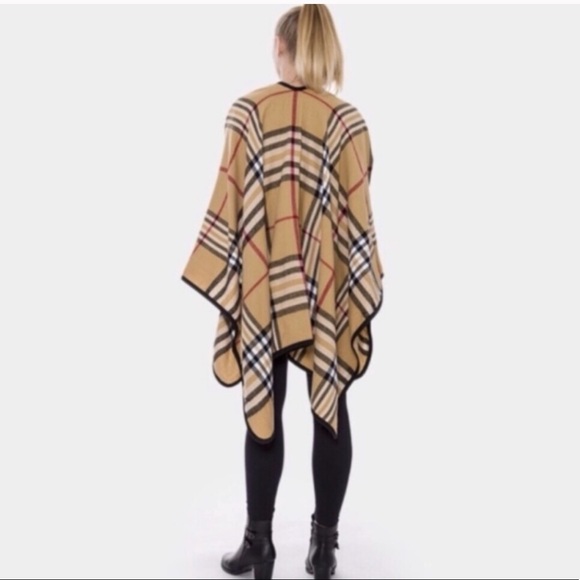Chic Plaid  Check Cape Shawl Wrap Poncho - Picture 3 of 5